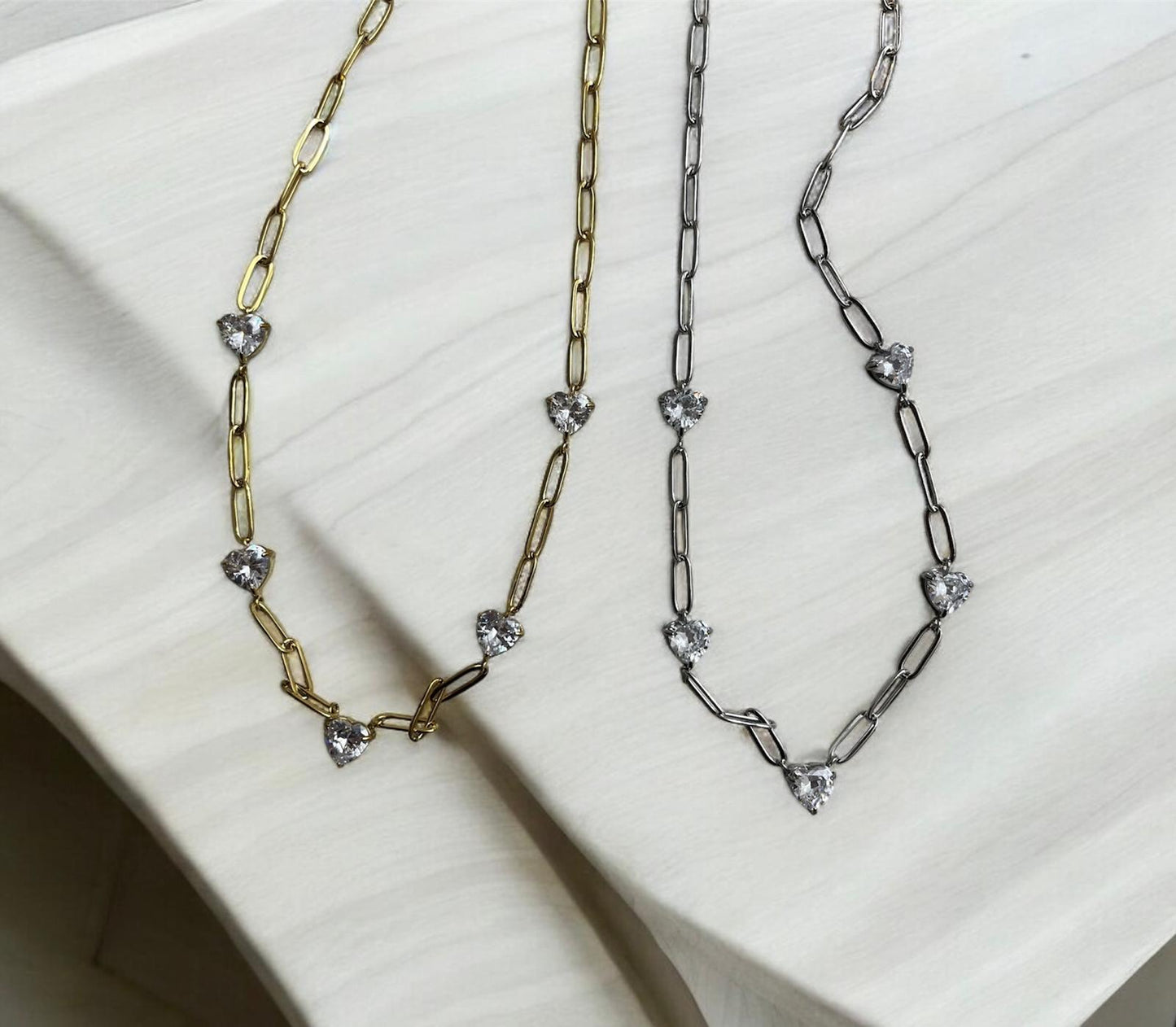 COLLANA CATENA CUORI ZIRCONATI