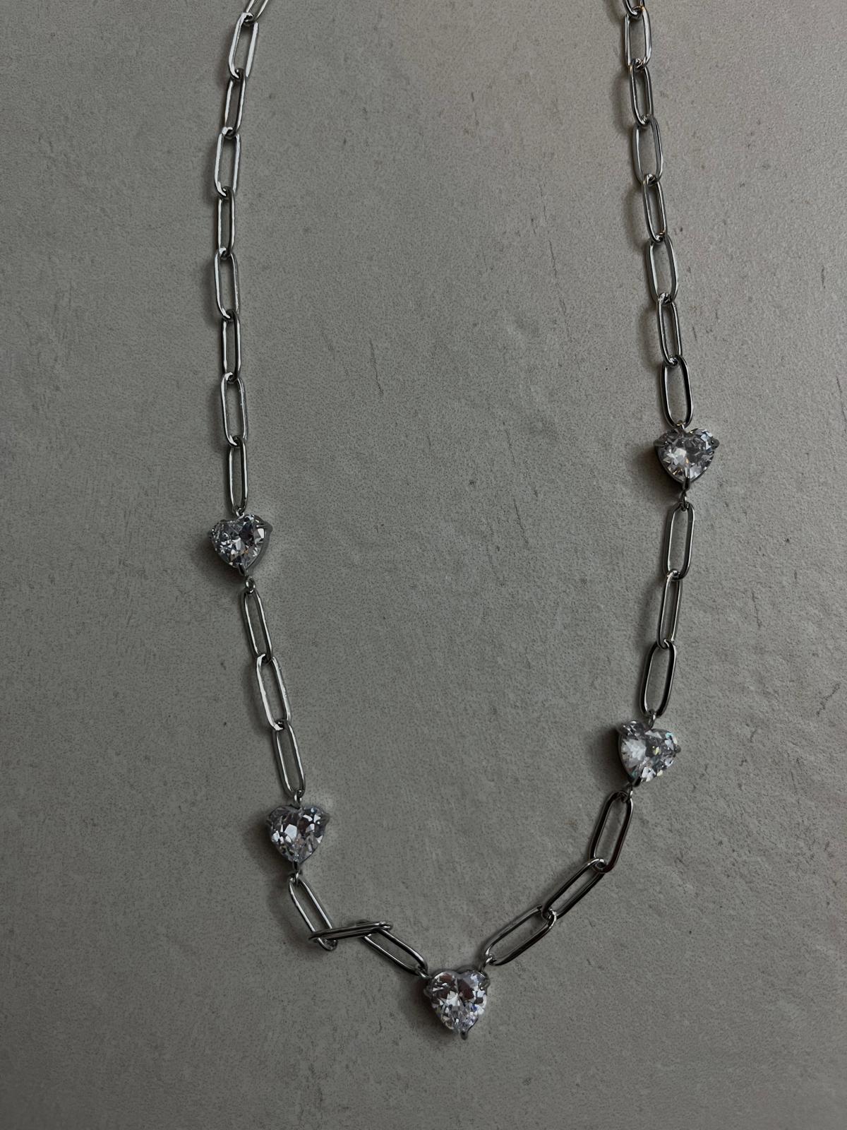 COLLANA CATENA CUORI ZIRCONATI